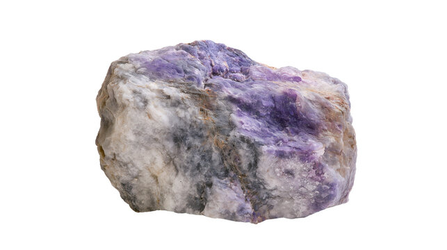 Raw purple sugilite crystal isolated on transparent background