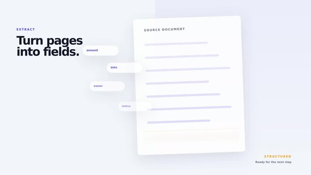 AI document extraction workflow converting pages into structured data