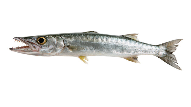 Great barracuda fish with sharp teeth and silver scales