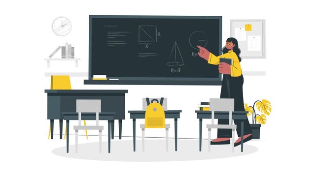 Teacher teaching math in classroom. Education and mathematics concept for academic marketing, learning presentations, and knowledge business visuals