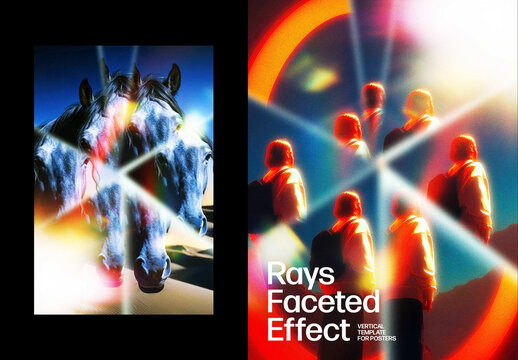 Vertical Faceted Rays Effect For Poster And Print Design
