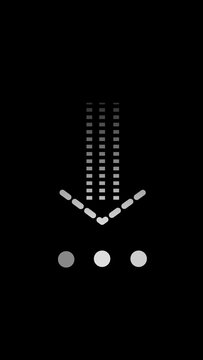 Dotted Download Icon Animation on Black Background. Download Progress, Preloader Animation Web Design Template. Seamless Loop Animation in 4K Vertical