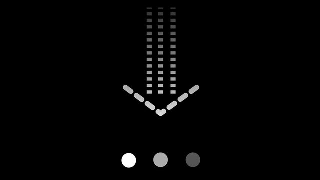 Dotted Download Icon Animation on Black Background. Download Progress, Preloader Animation Web Design Template. Seamless Loop Animation