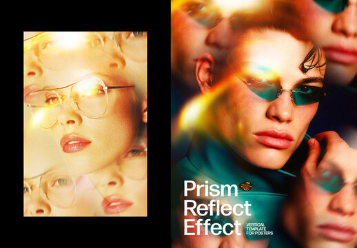 Vertical Prism Reflect Effect For Poster And Print Design