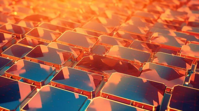 Abstract Geometric Pattern with Warm Orange and Cool Blue Tones.