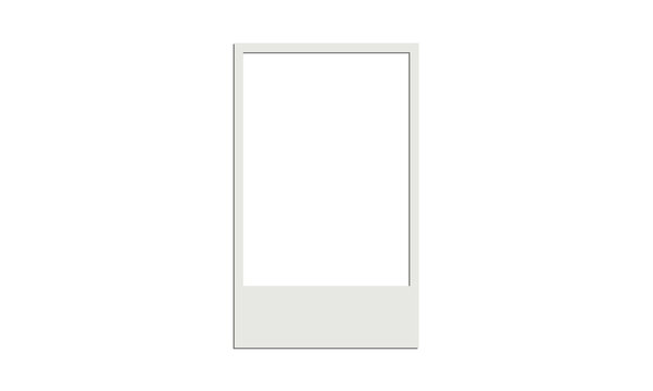 Single vertical instant film frame mockup featuring classic white border and wide bottom edge isolated on transparent checkered pattern.