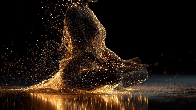 Person meditating with energy particles spreading