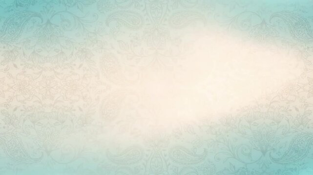 Turquoise ornamental motion background with flowing paisley floral