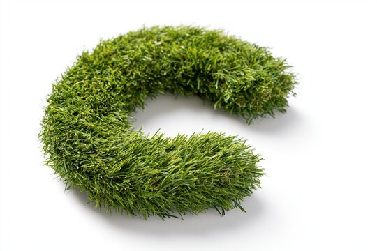 The Grass Letter C Curvature Made from Lush Green Turf for Modern Decor