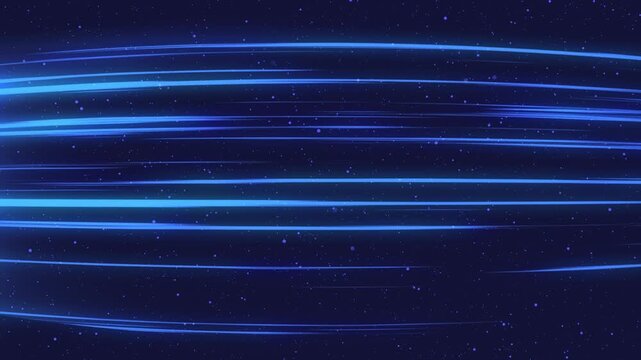 Horizontal blue glowing energy speedline. Moving anime background.