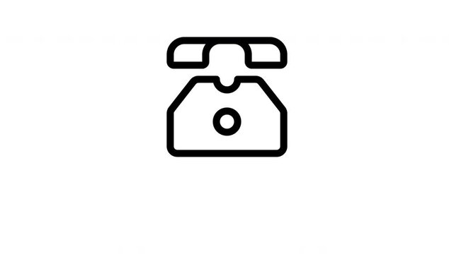 Telephone ringing outline icon looping animation, incoming call symbol motion graphic for business communication presentation design use case