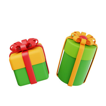 Christmas gift boxes 3d icon illustration isolated on transparent background