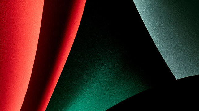 Paper contrasting vivid red with deep emerald green