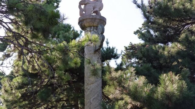 Close-up of carved huabiao ceremonial column at Zhaoling Tomb