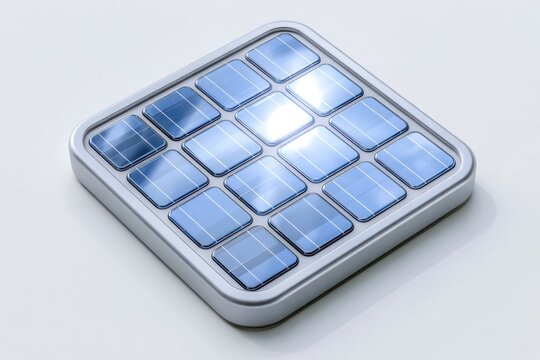 Solar panel converting sunlight into clean energy on a dark blue background, representing renewable power generation