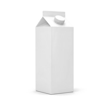 Blank white gable milk carton with screw cap, isolated on a plain white background