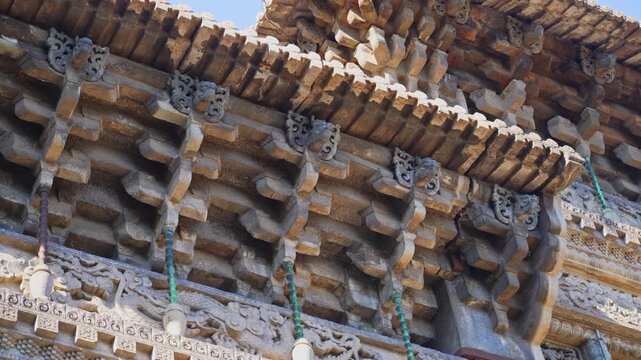 Close-up of decorative stone brackets on Zhaoling Tomb archway