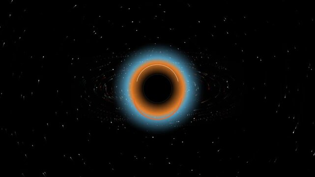 Digital illustration of a black hole in deep space