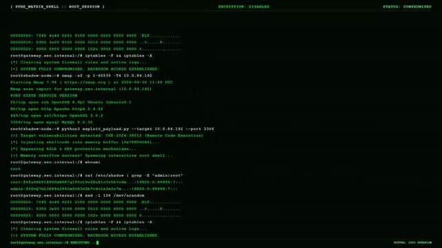 Green Root Session Hacker Terminal Compromised System Code Scroll.