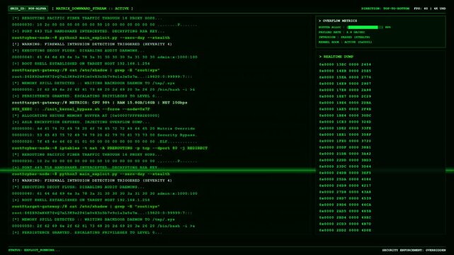 Green Matrix Downward Stream Hacker Terminal Overflow Metrics Dump.