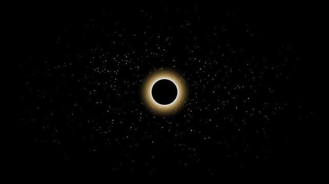 Solar eclipse with glowing corona in dark starry space