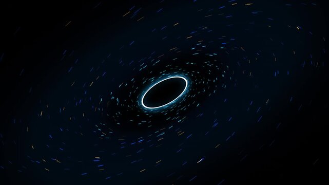 Abstract digital representation of a glowing black hole in deep space