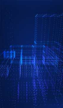 Technology cube abstract for background data 3d and science graphic research. Scientific dot digital for geometry visualization presentation and system chemical object. Technology design business.