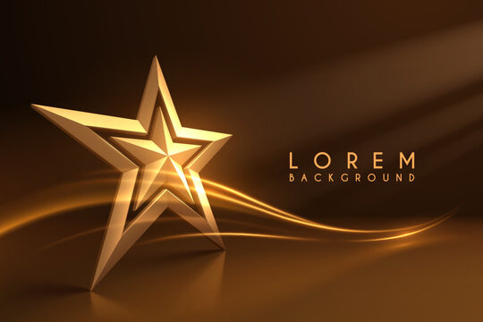 Golden star shape with light effect