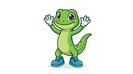 Obraz premium Green_lizard_dancing_with_smile_202607150656