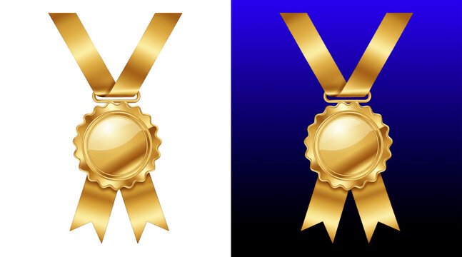 Golden achievement ribbon medals