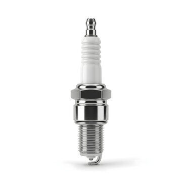 Automotive Engine Spark Plug with Ceramic Insulator Isolated on White Background 3D Illustration