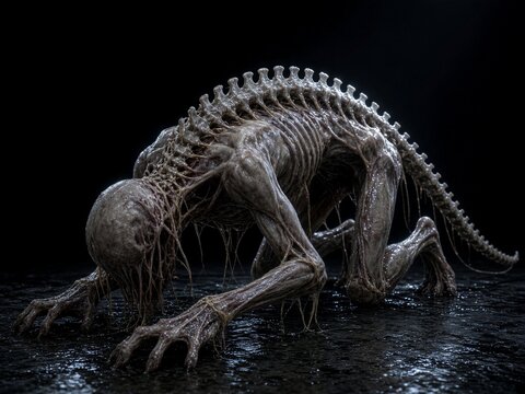Creepy Spine Alien Monster Character Dark Fantasy Illustration