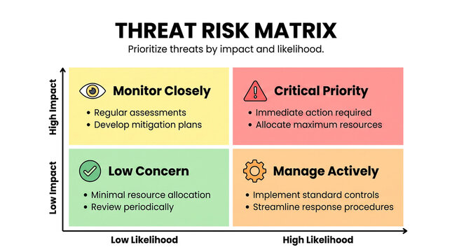 Threat Risk Matrix chart for business impact and likelihood assessment