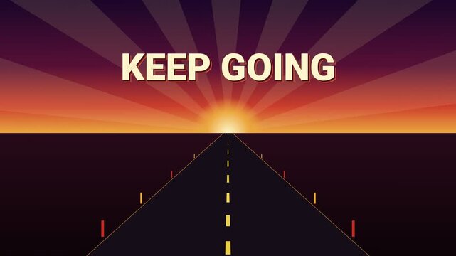 Keep Going Motivational Retro Road Typography Motion Graphic