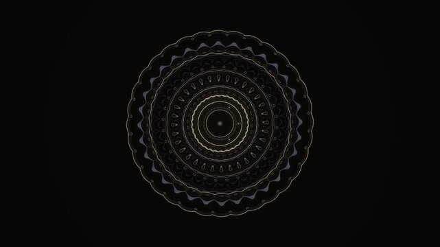 Abstract Elegant Gold Purple Glowing Scalloped Gear Mandala Motion Background