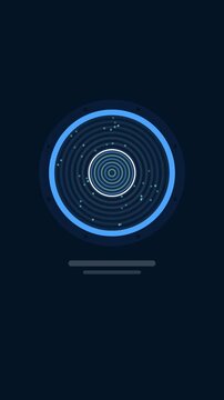 Vertical 9:16 animated speaker cone pulse pushing air in blue and cyan on a dark background. Seamless looping 4K motion graphics in portrait format for reels, shorts, stories and music videos, with fr
