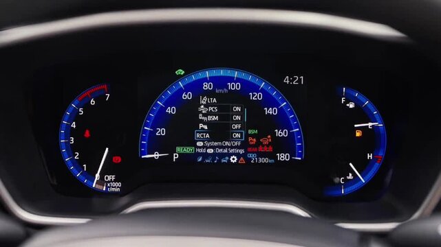 Illuminated Digital Car Dashboard Speedometer and Tachometer