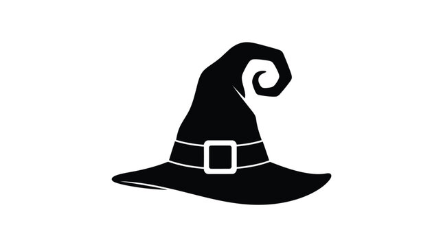 halloween witch hat and broom