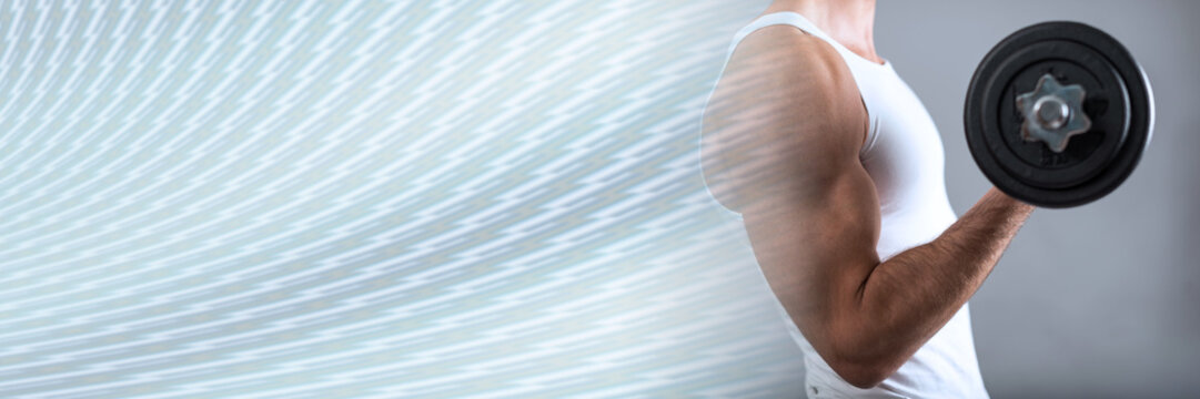 Athletic man; panoramic banner