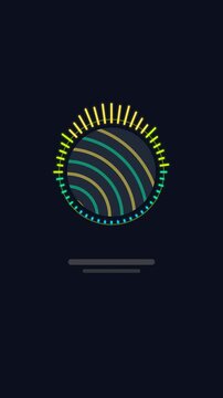 Vertical 9:16 animated reverb tail decay lingering echoes in yellow and gold on a dark background. Seamless looping 4K motion graphics in portrait format for reels, shorts, stories and music videos, w