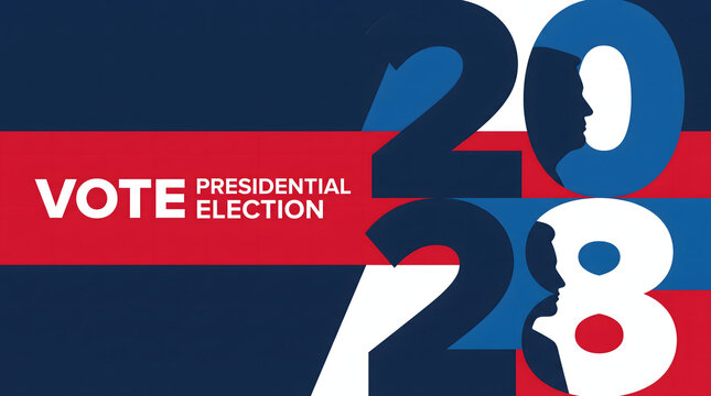 Presidential Election 2028 vote graphic with patriotic typography