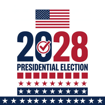 2028 Presidential Election graphic with American flag and checkmark