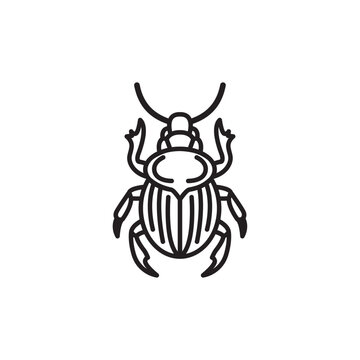 Minimalist line art icon of a sacred scarab beetle insect.