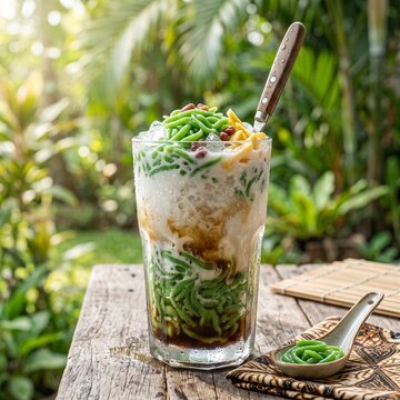 Refreshing Es Cendol Traditional Indonesian Dessert Drink