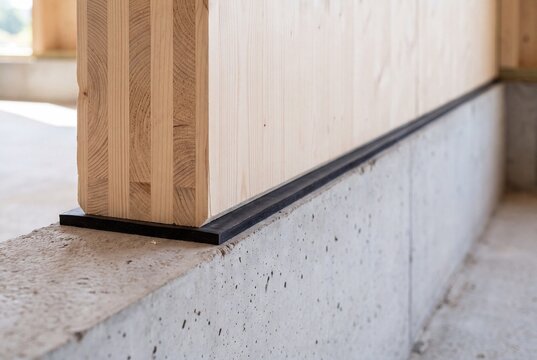 CLT Wall on a Sill Pad Above a Concrete Foundation