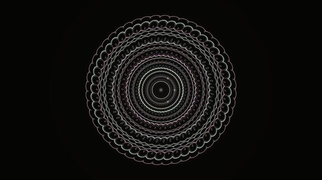 Abstract Pink Pale Cyan Scalloped Node Gear Sacred Geometry Mandala Motion Background