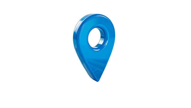 Blue plastic location pin map pointer navigation icon symbol isolated on transparent background
