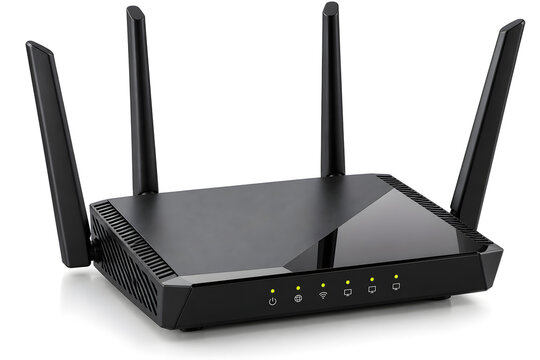 Ultra Realistic Home WiFi Router with Antennas Isolated on White