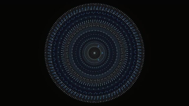 Abstract Dark Blue Silver Intricate Wavy Gear Sacred Geometry Mandala Motion Background