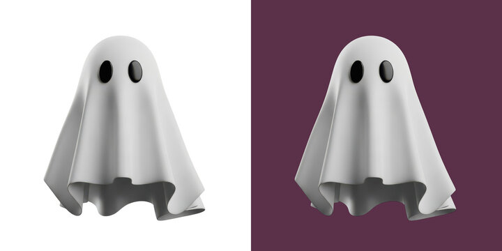 Cute little white ghost character with black eyes for halloween holiday celebration transparent png